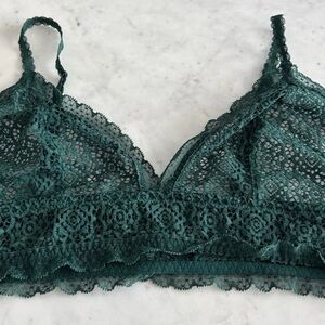 J.CREW Green Lace Bralette – Women’s Size M Wireless Unlined Floral NWOT